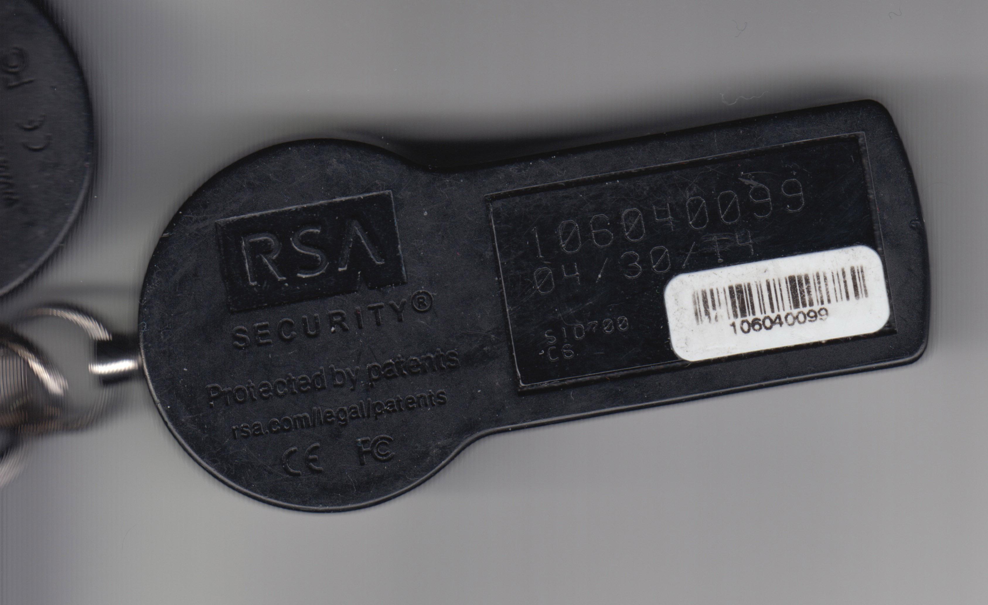 rsa key fob serial number